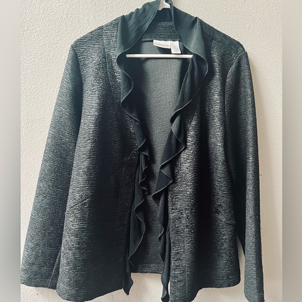 Chico's Black Ruffled Jacket